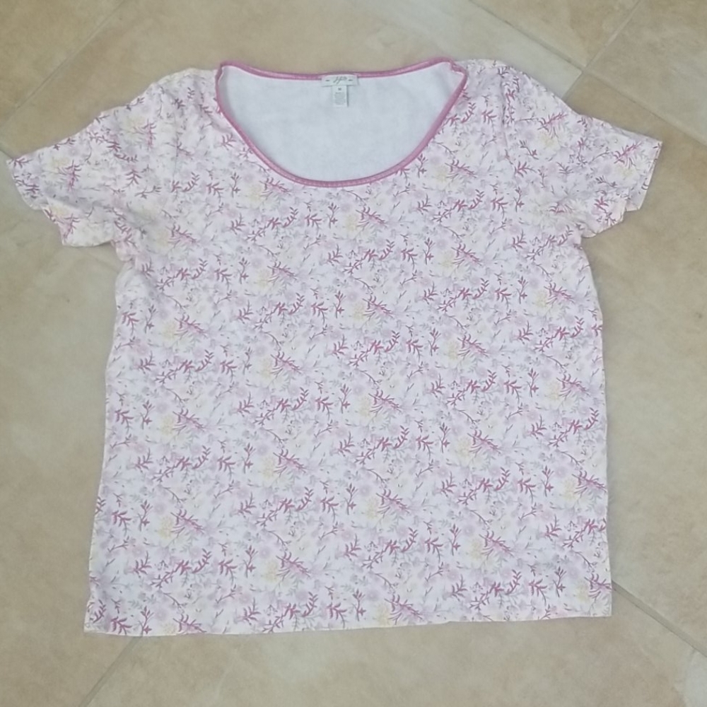 J. Jill pink cotton floral tee medium